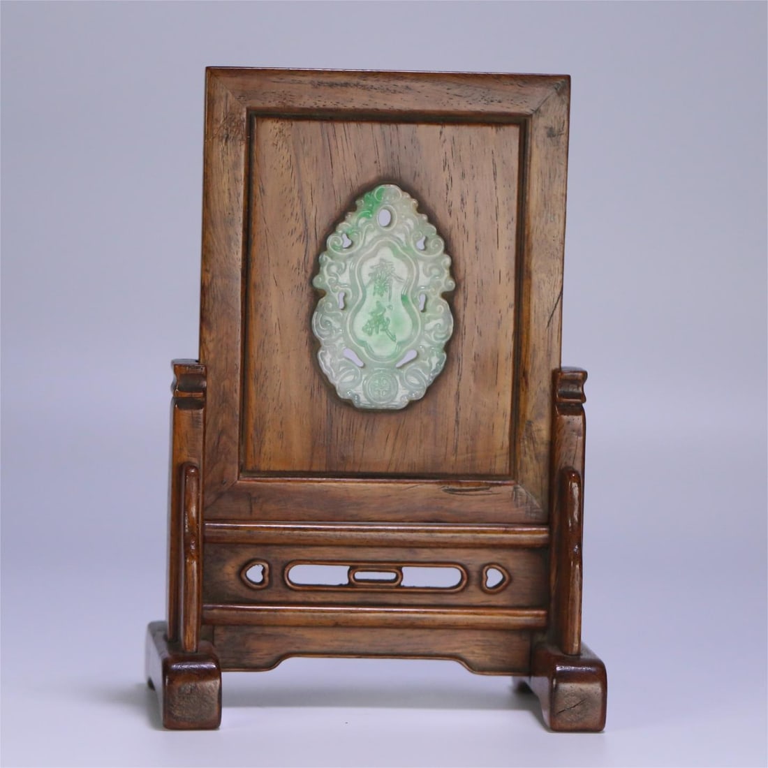 A beautiful Huanghuali inlaid jade fasting card desktop vignette (1 of 9)