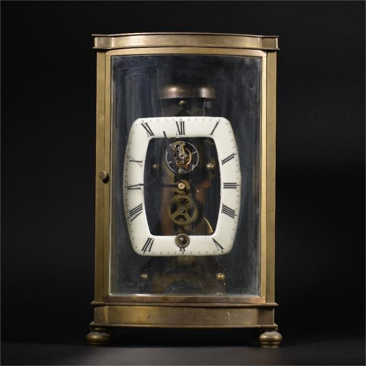 A fine German brass four-post perspective pavilion clock (1 of 9)