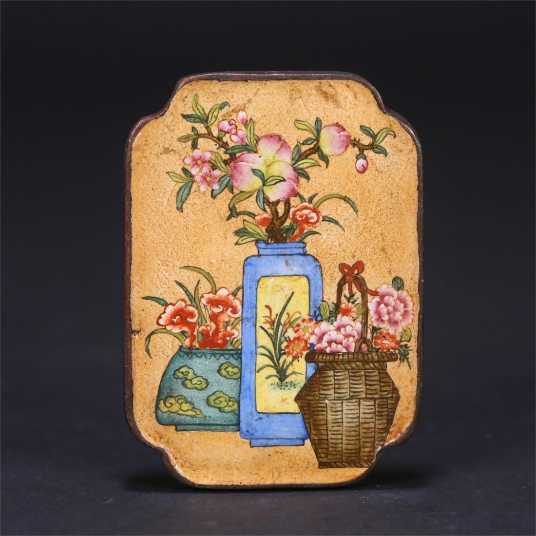 A beautiful bronze tire painting enamel Bogu pattern plaque (1 of 7)