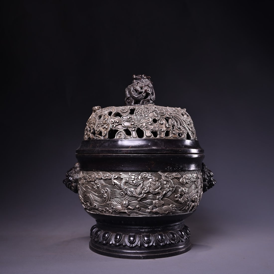 A fine pure copper high relief engraved gilt silver incense burner (1 of 9)