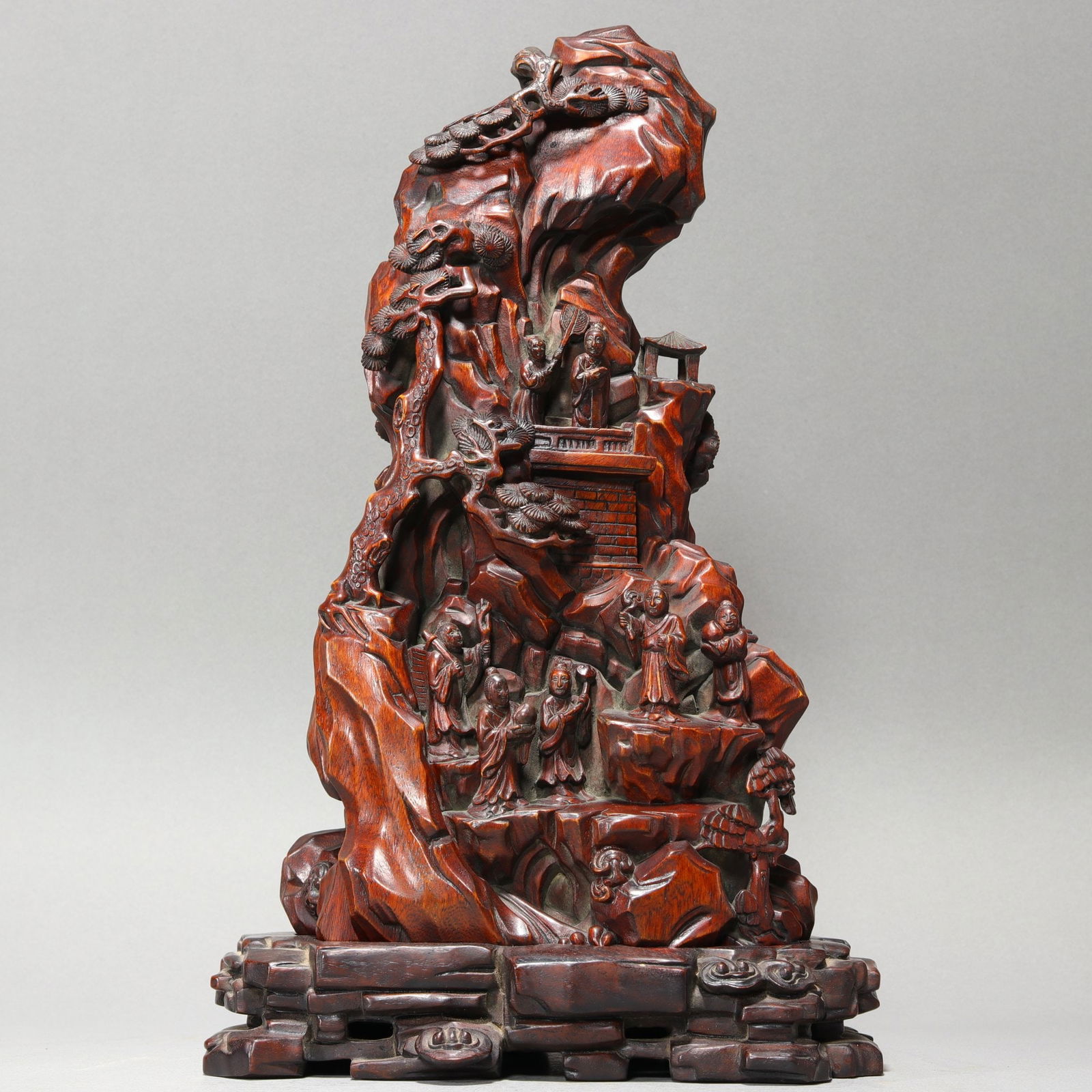 A beautiful agarwood character story mountain ornament: Exquisite agarwood character story Shanzi ornament Size:H:34cm L:19.5cm W:12cm (The Dimensions Of All Batches Are Manually Measured.If You Need More Detailed Information,Please Contact Our Customer Se