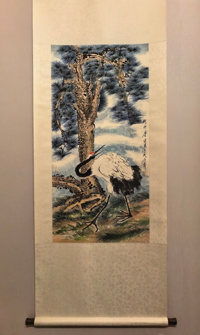 A picture of Tang Yun's crane: Tang Yun's crane picture Size:110x54cm (The Dimensions Of All Batches Are Manually Measured.If You Need More Detailed Information,Please Contact Our Customer Service Before Bidding.)