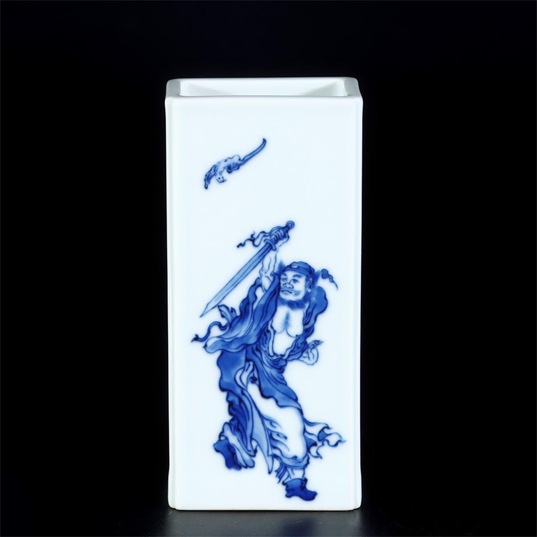 A beautiful blue and white figure square pen holder (1 of 9)