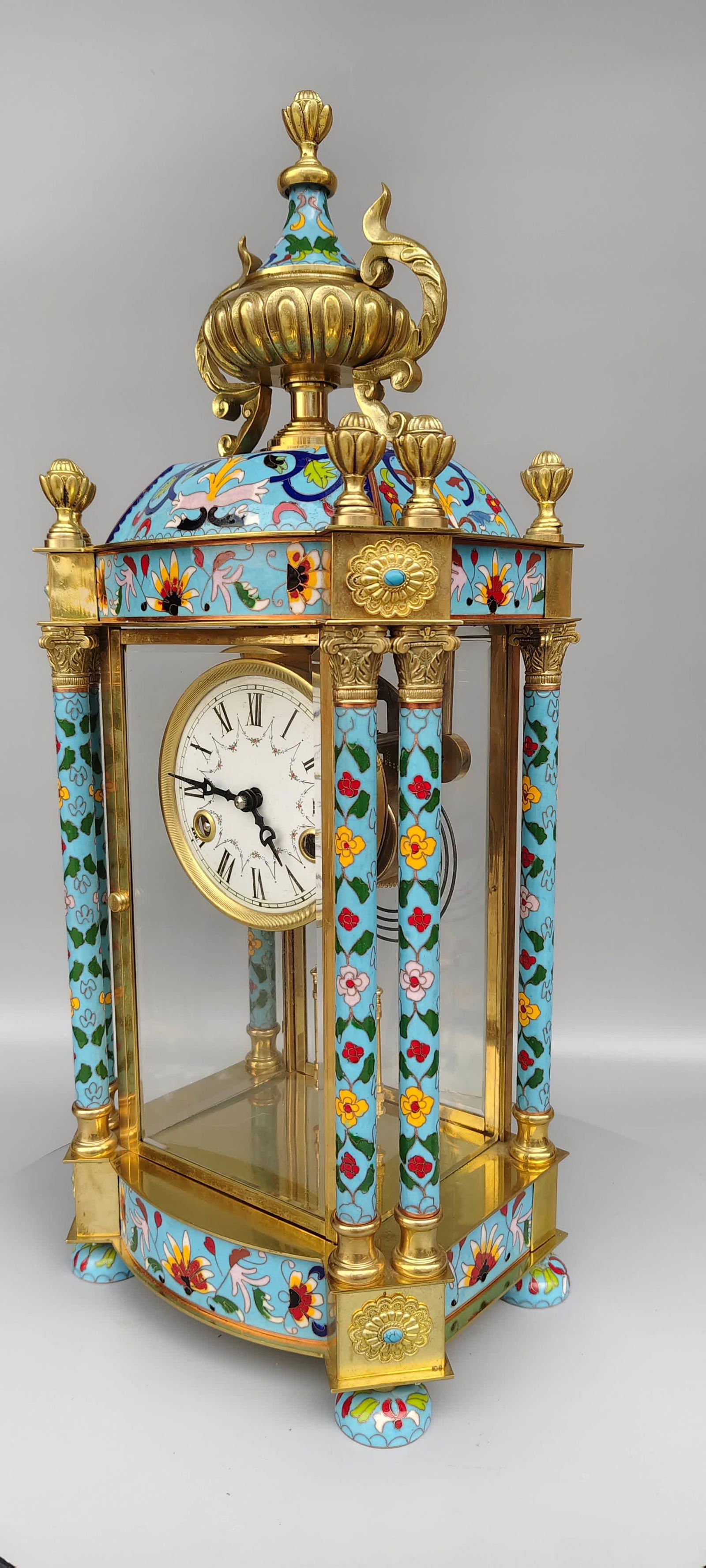 A classical cloisonné enamel clock - 8
