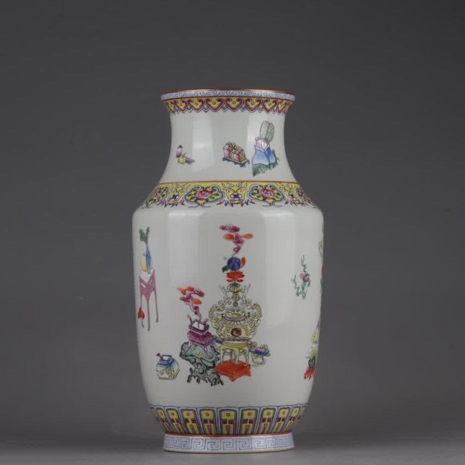 A Qing Qianlong pastel flower vase (1 of 9)