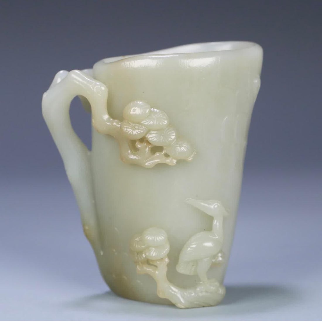 A piece of Hetian jade pine crane longevity cup (1 of 9)