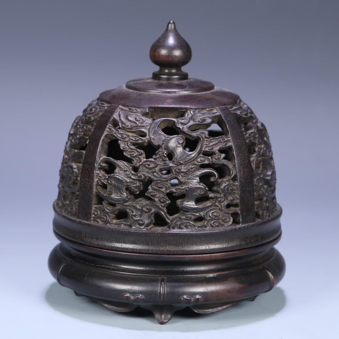 A rosewood hollow bat auspicious cloud pattern aroma burner (1 of 9)