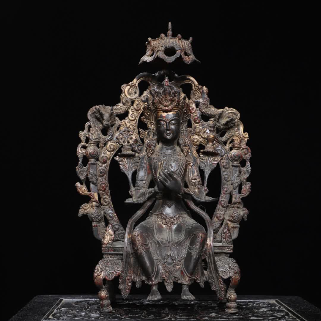 A piece of copper clay gold Tibetan Maitreya Buddha statue (1 of 9)