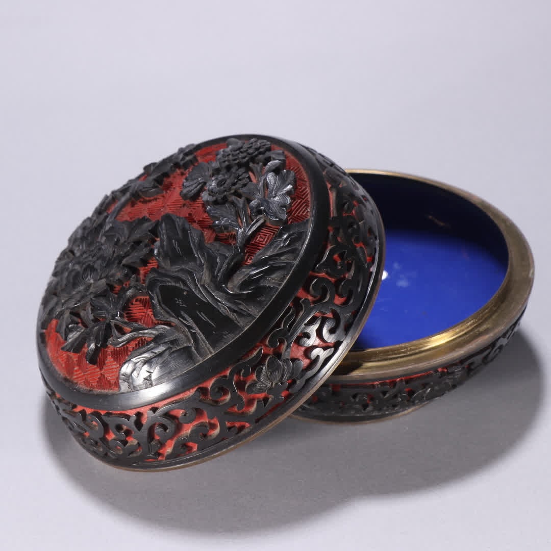 A copper lacquerware patterned lid box - 6
