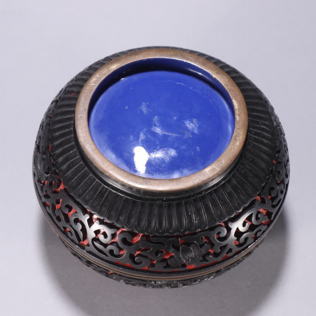 A copper lacquerware patterned lid box - 8