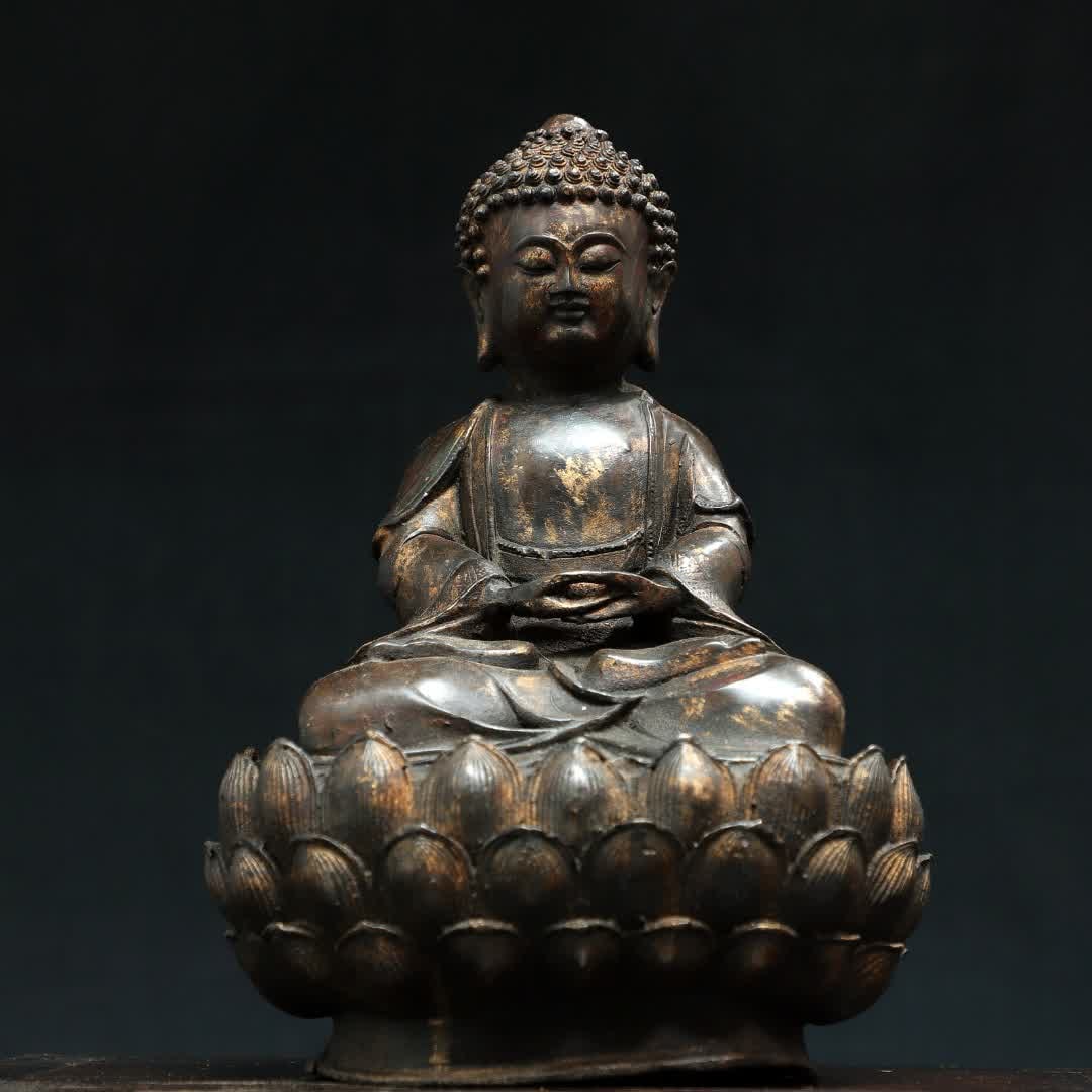 A bronze rubbing gold Shakyamuni Buddha statue (1 of 9)