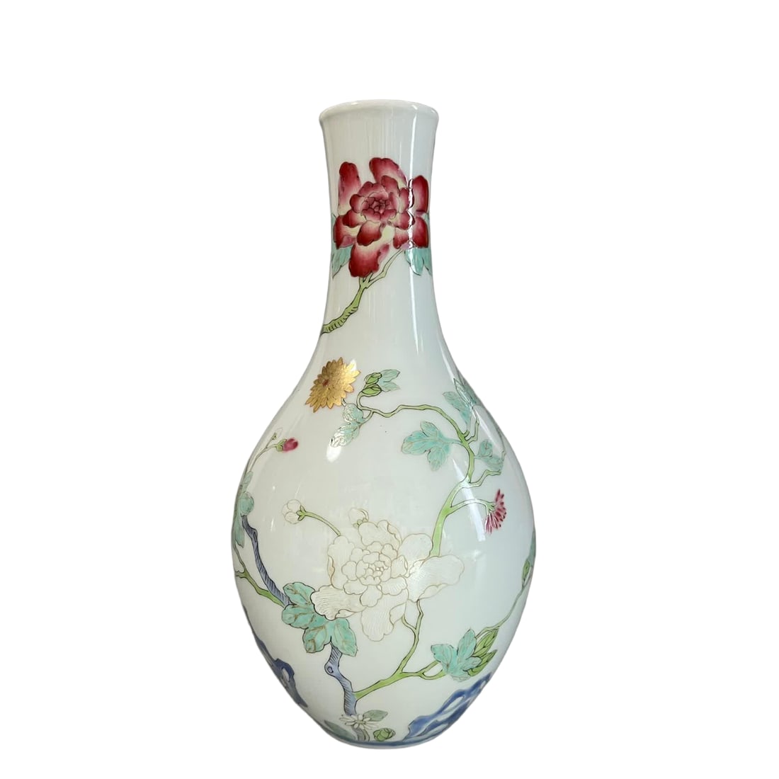 A Qing Jiaqing pastel gold-painted peony pattern gall bottle (1 of 9)