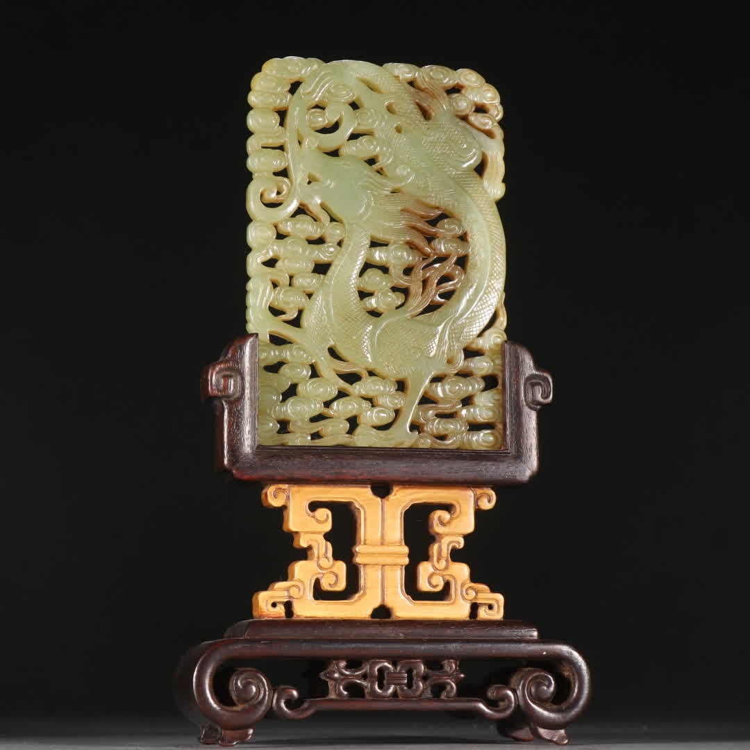 A Hetian topaz dragon pattern insert - 5