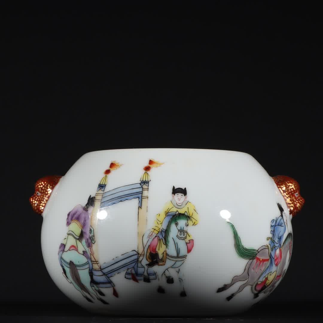 A wash of Yongzheng pastel figures in the Qing Dynasty: Qing Dynasty Yongzheng pastel figures washed SIZE: H: 7cm MouthD: 7cm Belly D: 12cm Bottom D: 6cm (The Dimensions Of All Batches Are Manually Measured.If You Need More Detailed Information, Please Con