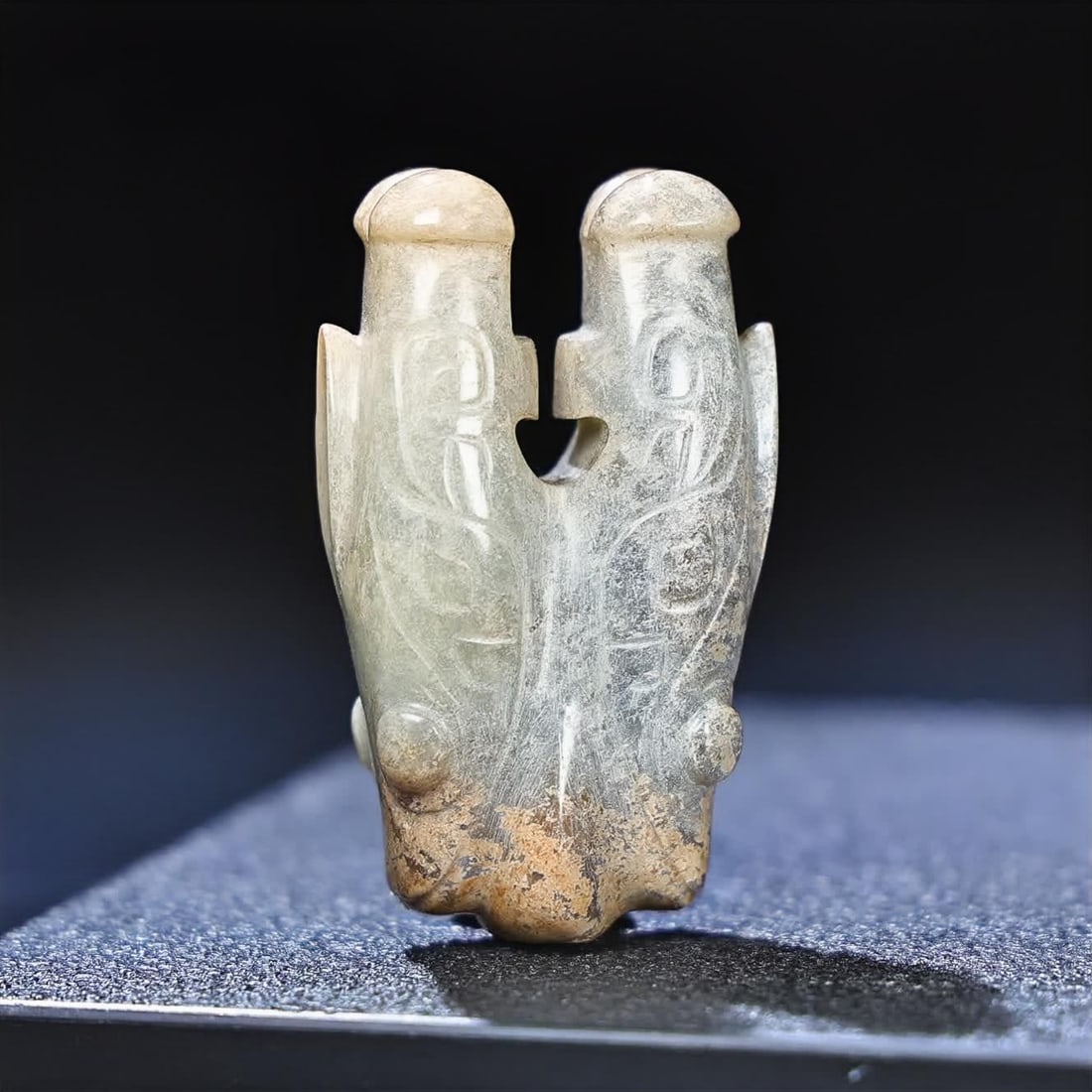 A Han Dynasty jade cow jewelry ornament: Han Dynasty jade cow head ornament SIZE: 45x26x15mm W:31g (The Dimensions Of All Batches Are Manually Measured.If You Need More Detailed Information, Please Contact Our Customer Service Before Bidding