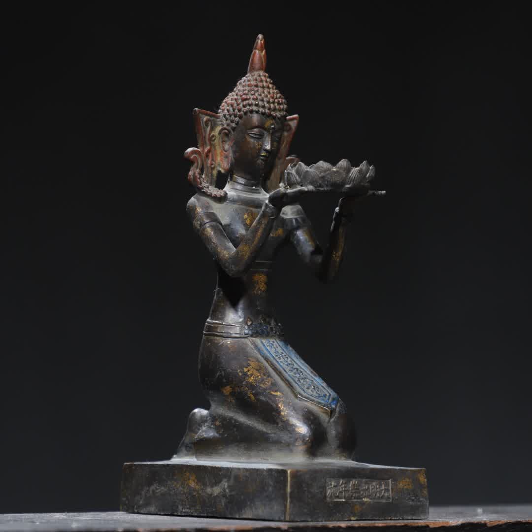 A bronze gilt Buddha candlestick statue (1 of 9)