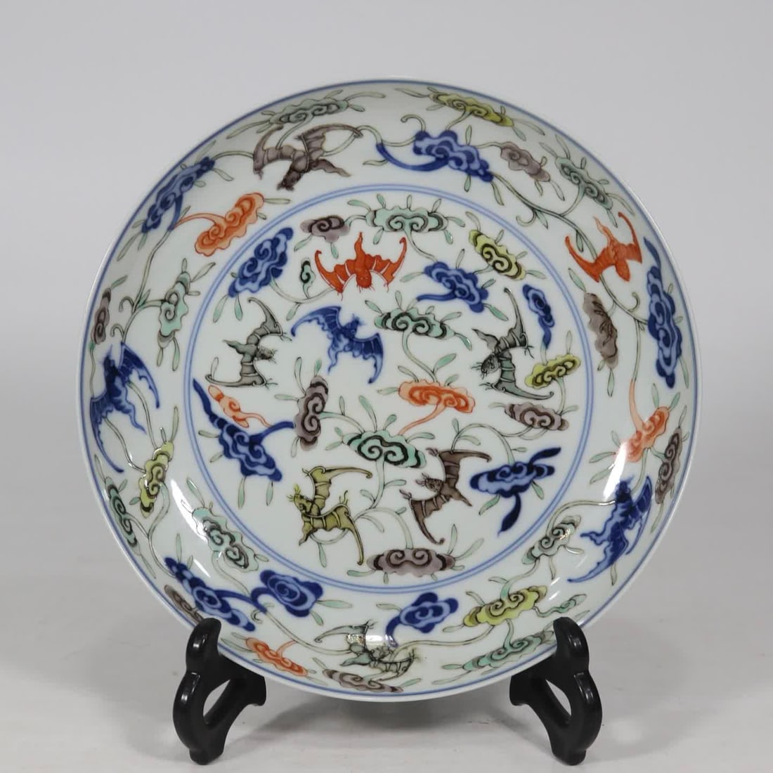 A blue and white colorful Hongfu Qi heaven plate made in the Kangxi era of the Qing Dynasty (1 of 9)