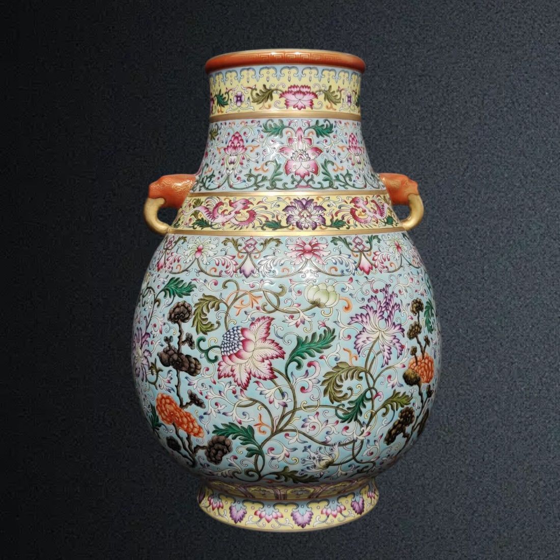 A Qing Qianlong pastel floral amphora (1 of 9)