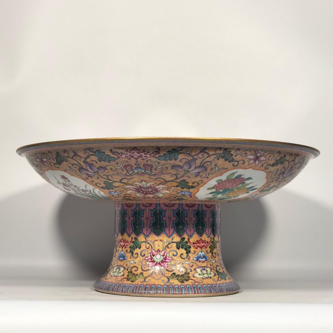 A Qing Qianlong imperial enamel hook grass flower and bird bowl (1 of 9)