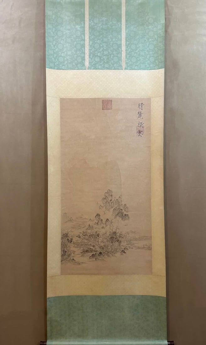 A landscape painting by Song Huizong: Song Huizong's landscape painting SIZE: Core 65x126cm (The Dimensions Of All Batches Are Manually Measured.If You Need More Detailed Information, Please Contact Our Customer Service Before Bidding.)