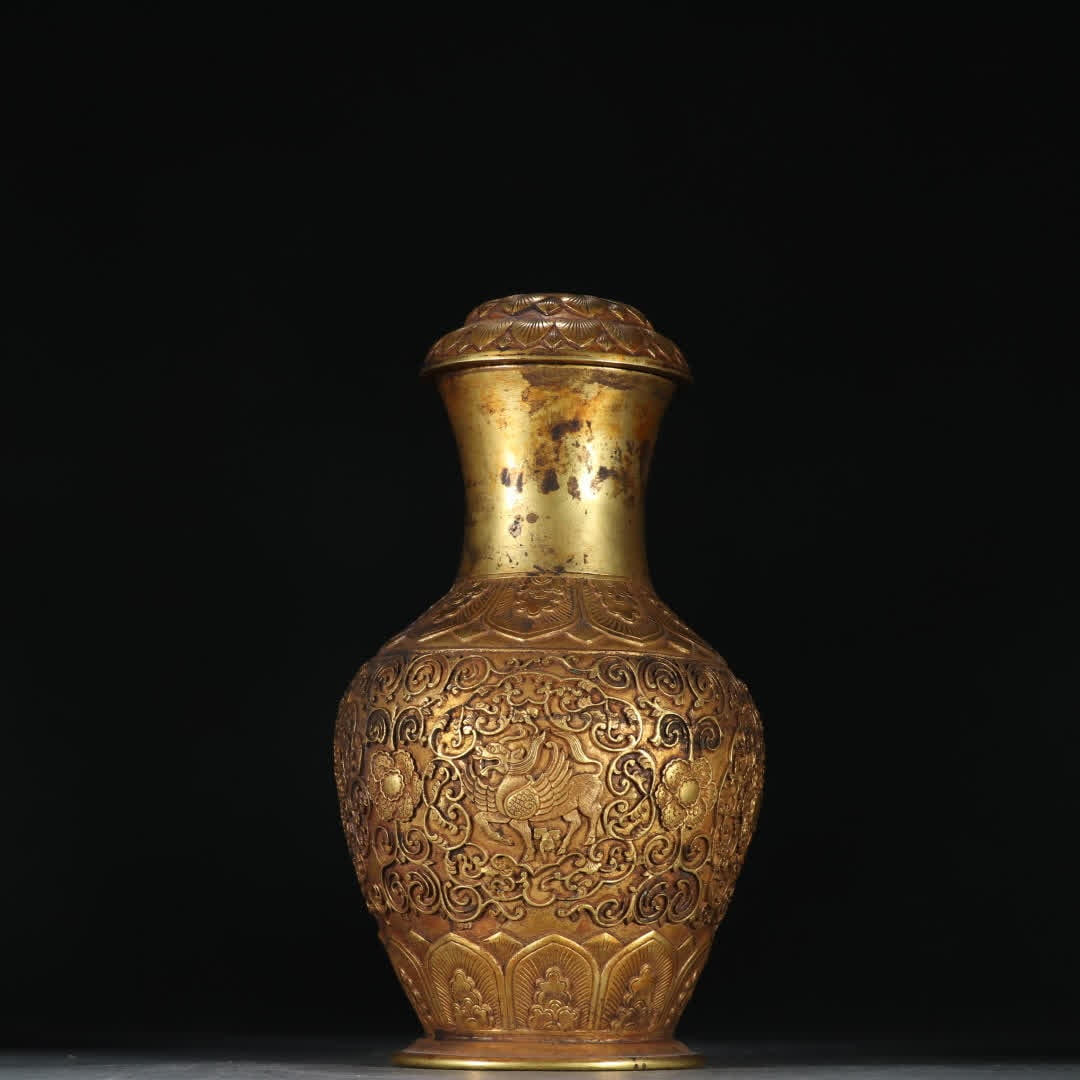 A Liao copper gilt entwined pattern vase (1 of 9)
