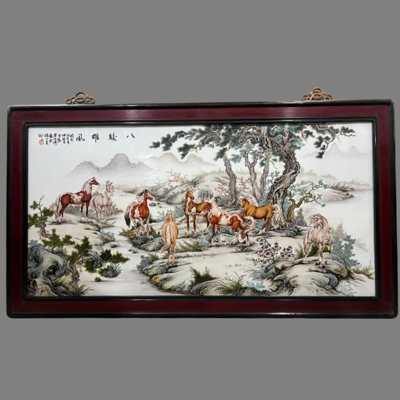 A porcelain panel painting of the Eight Friends of Zhushan "Bi Botao" Eight Jun Xiongfeng (1 of 10)