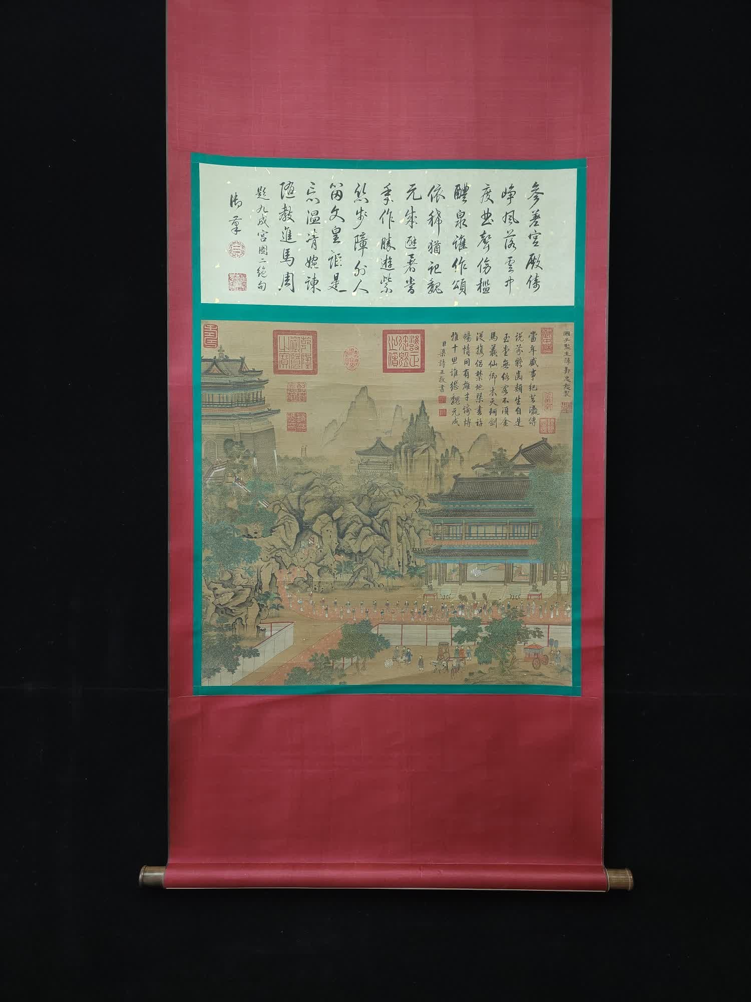 A landscape painting of Guo Zhong's character pavilion in the Song Dynasty: Song Guo Zhong's character pavilion landscape painting SIZE: 66x67cm (The Dimensions Of All Batches Are Manually Measured.If You Need More Detailed Information, Please Contact Our Customer Service Bef