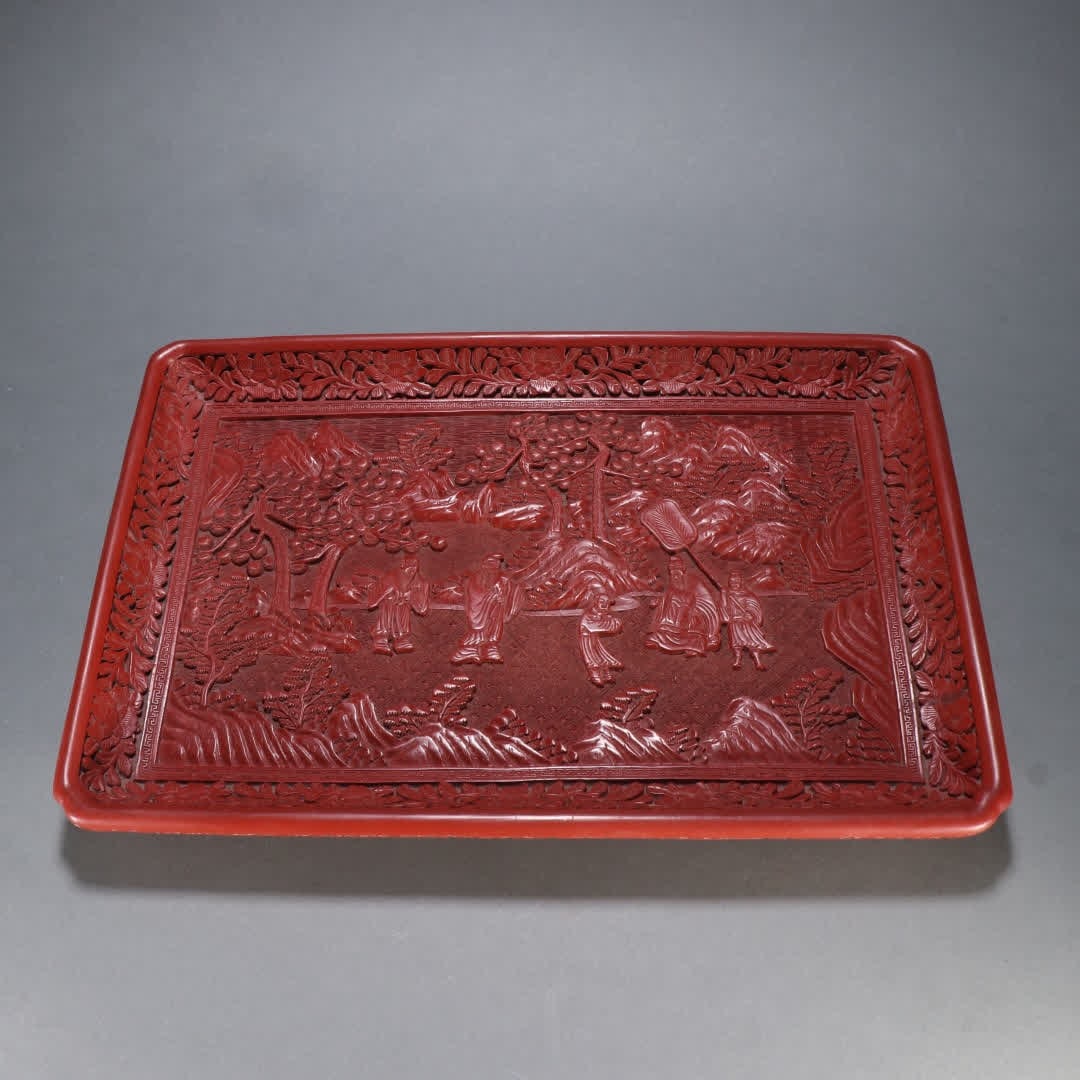 A Qing Dynasty lacquerware character story appreciation plate (1 of 9)
