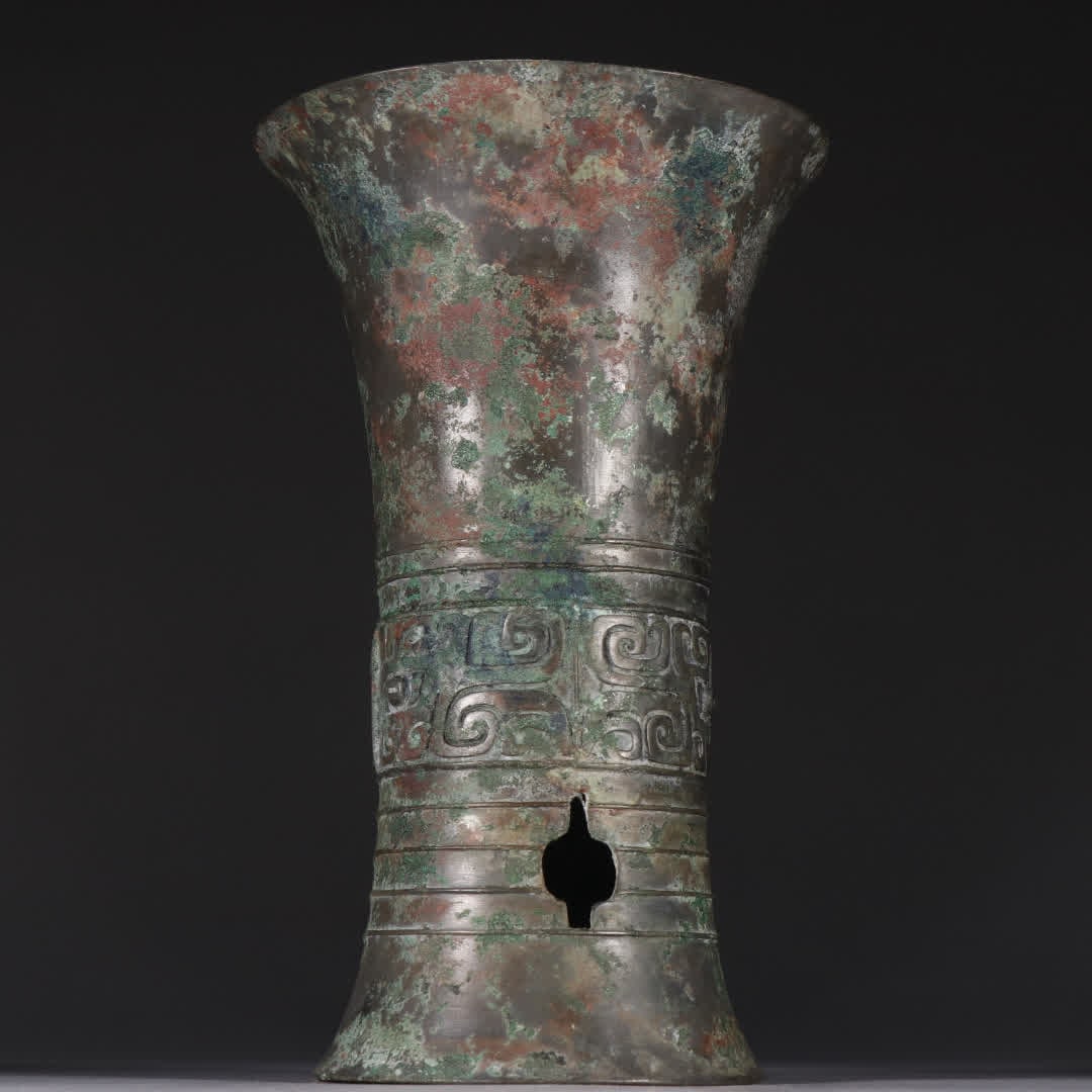 A bronze gluttonous pattern flower cup - 7