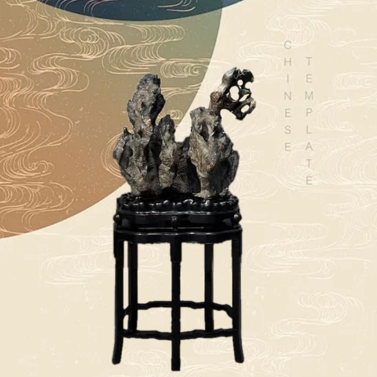 A Qing Dynasty hall Lingbi stone study ornament: Qing Dynasty hall Lingbi stone study ornaments SIZE: H:152cm W:68cm T:40cm (The Dimensions Of All Batches Are Manually Measured.If You Need More Detailed Information, Please Contact Our Customer