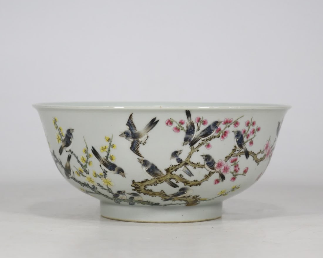 A Qingtuan phoenix pastel magpie plum bowl (1 of 9)
