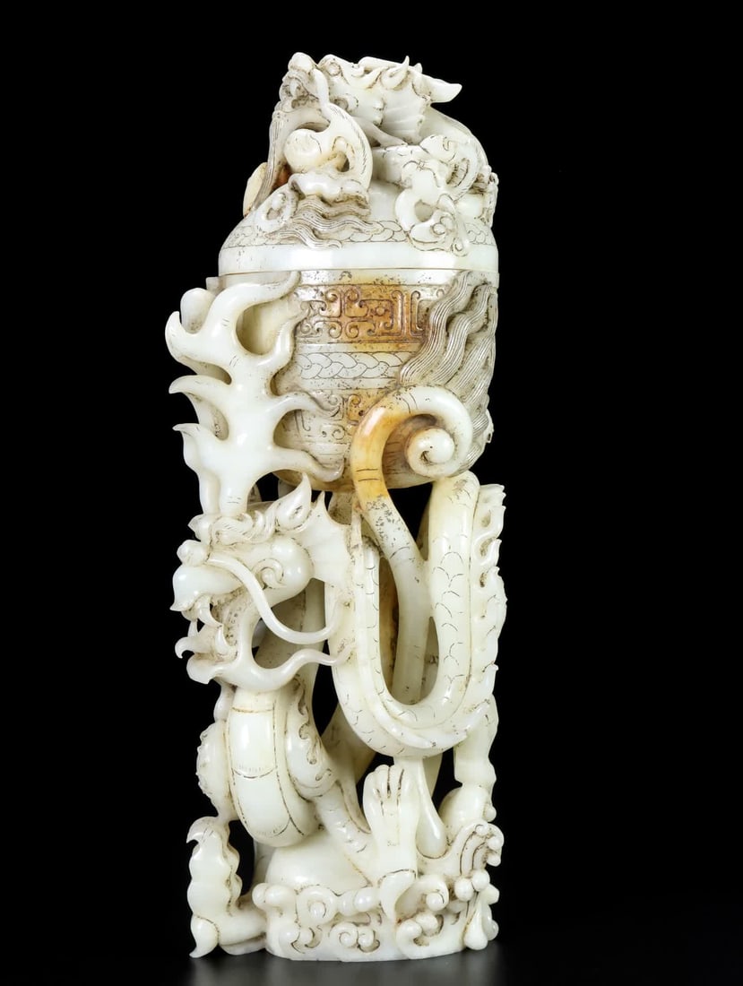 A Han Dynasty jade dragon cup (1 of 9)