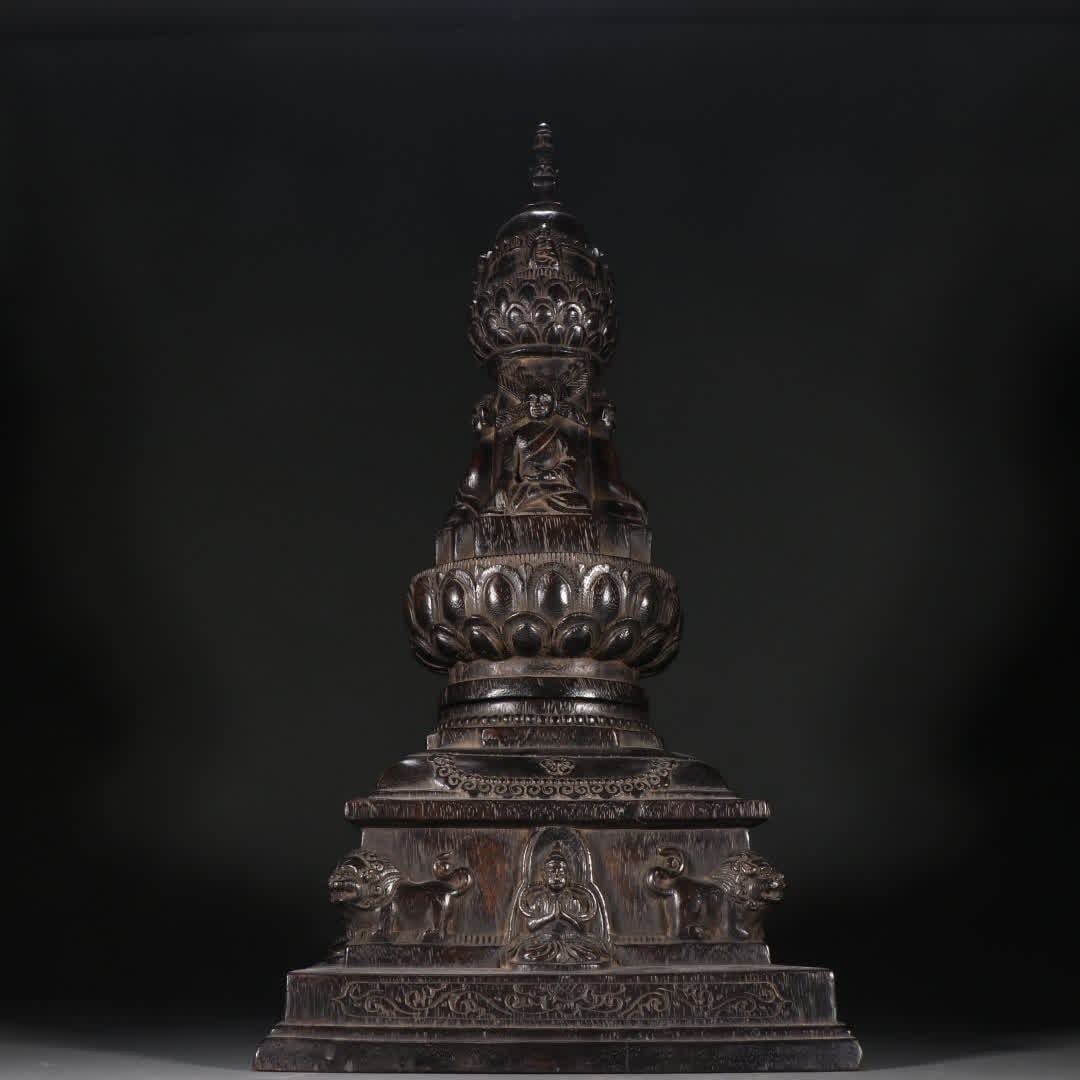 A Qing Dynasty agarwood lotus pagoda (1 of 9)