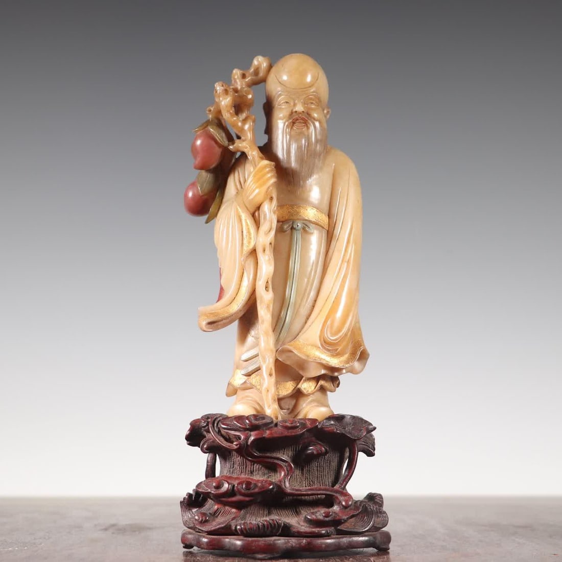 A piece of Shoushan stone Shousheng statue rosewood base (1 of 9)