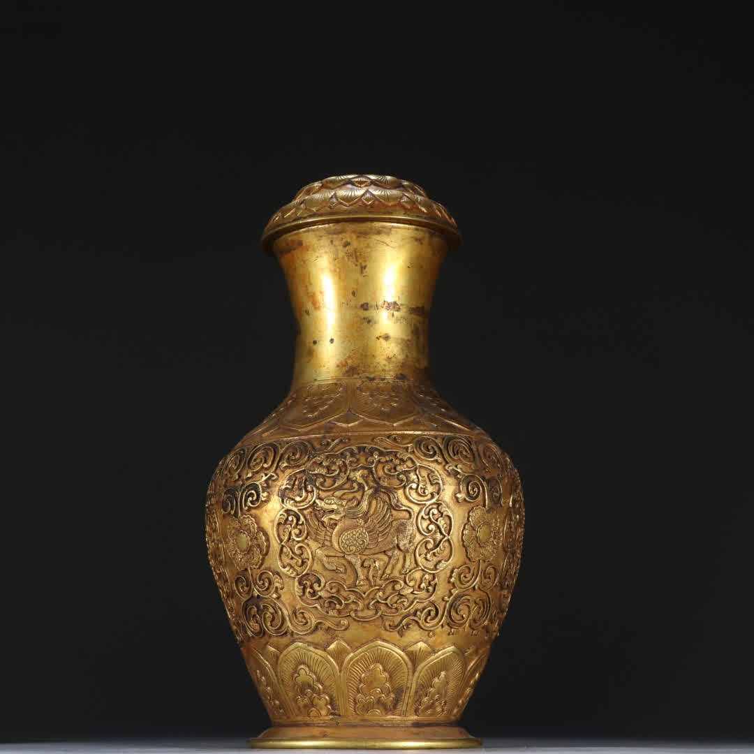 A copper gilt pattern bottle - 7