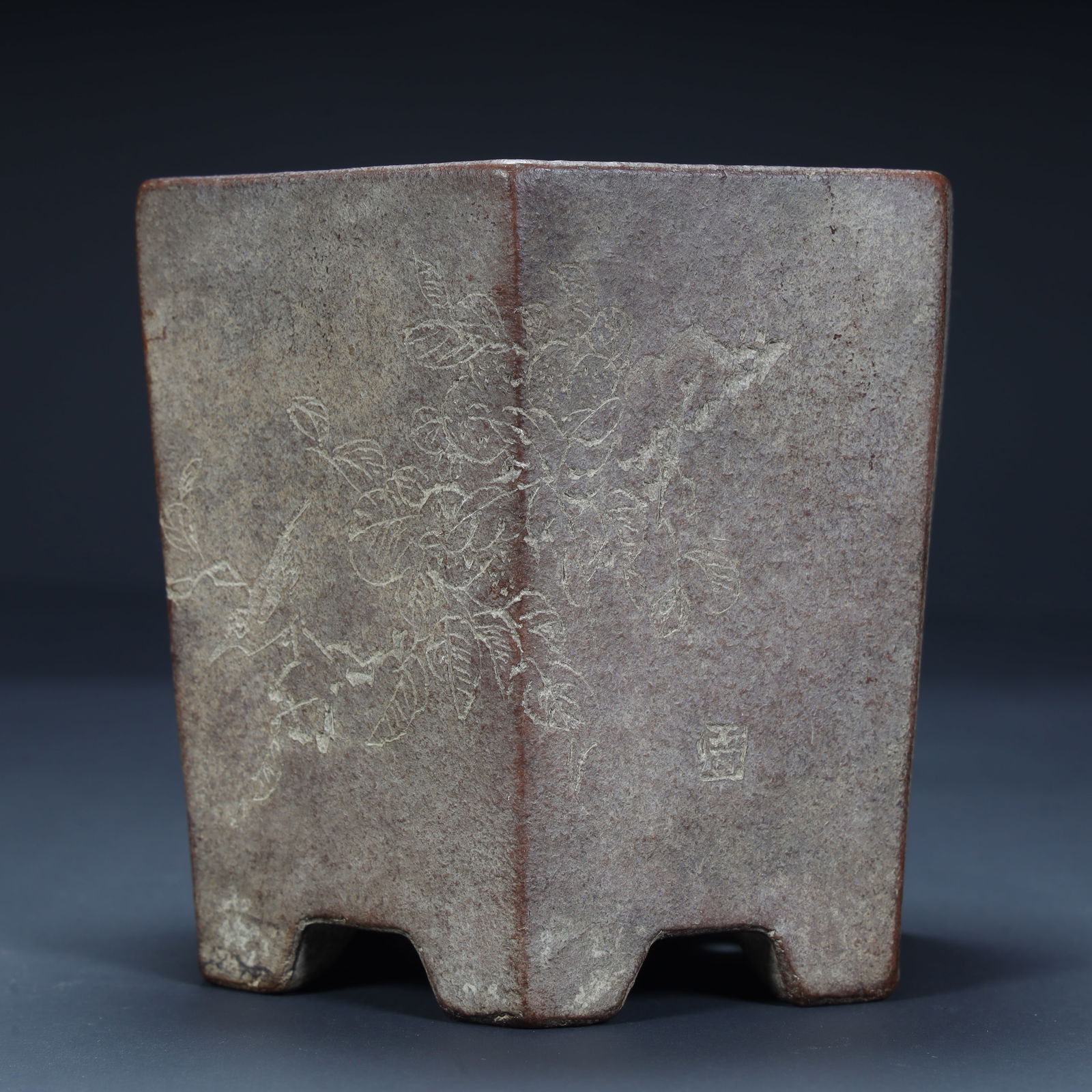 A Qing Dynasty purple sand hexagonal poetry incense burner: Qing Dynasty purple sand hexagonal poetry incense burner SIZE: H:10cm L:11.5cm W:10cm W:471g (The Dimensions Of All Batches Are Manually Measured.If You Need More Detailed Information, Please