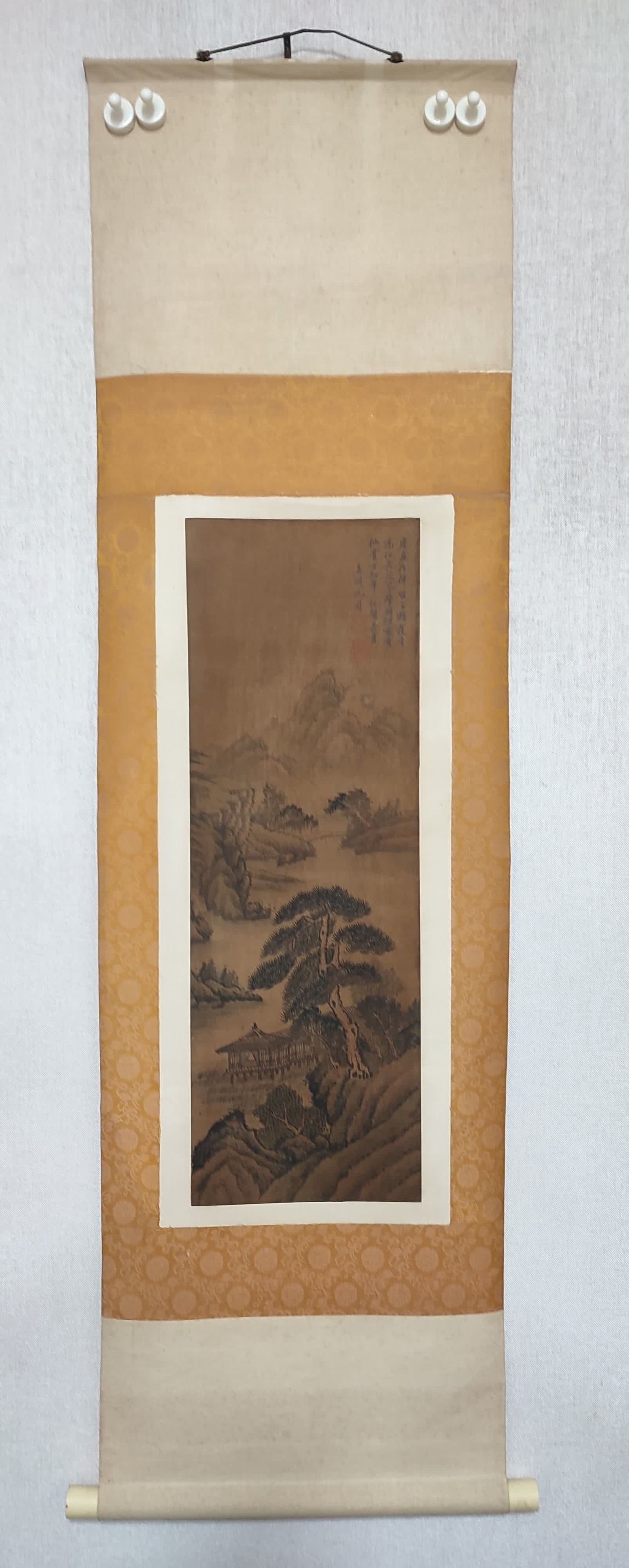 A landscape painting of Shen Zhou's silk book (1 of 4)