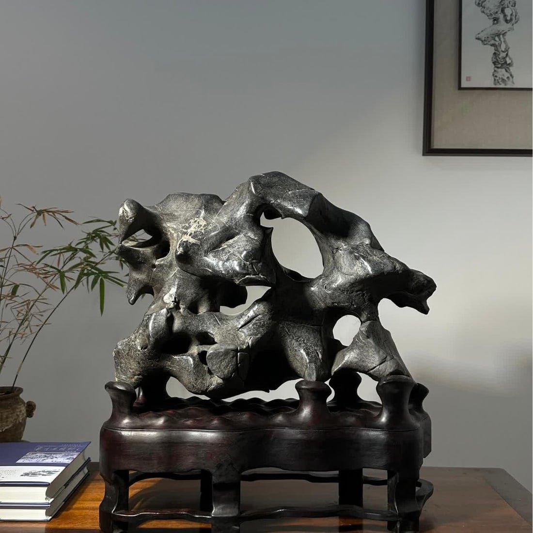 A Taihu Lake stone study ornament of the Qing Dynasty: Qing Dynasty Taihu Lake stone study ornaments SIZE: L:54cm H:52cm T:24cm (The Dimensions Of All Batches Are Manually Measured.If You Need More Detailed Information, Please Contact Our Customer Service