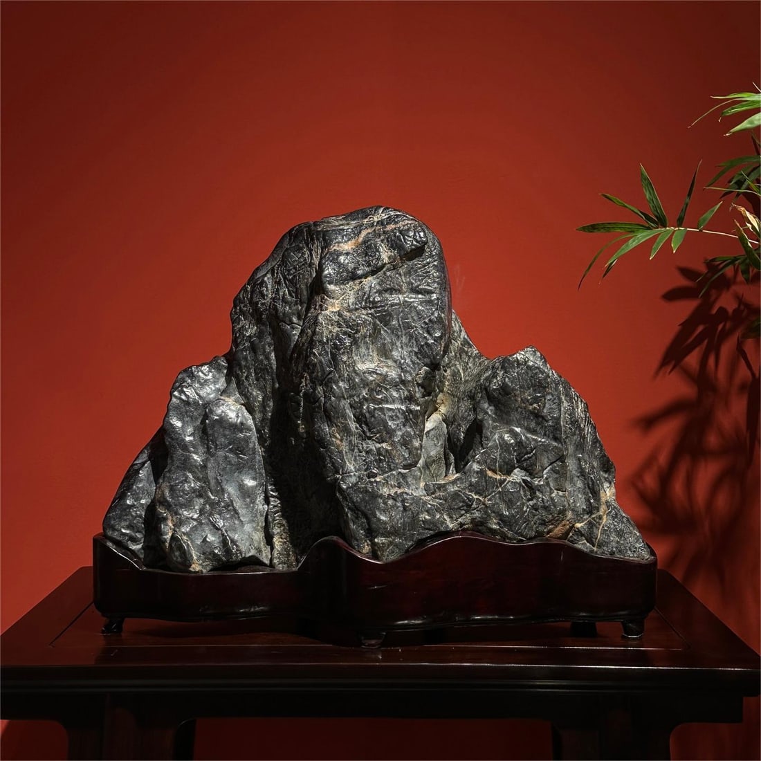 A piece of exquisite Lingbi Stone Mountain: Exquisite Lingbi Stone Mountain Size:L:52cm H:40cm T:28cm (The Dimensions Of All Batches Are Manually Measured.If You Need More Detailed Information, Please Contact Our Customer Service Before Bidding