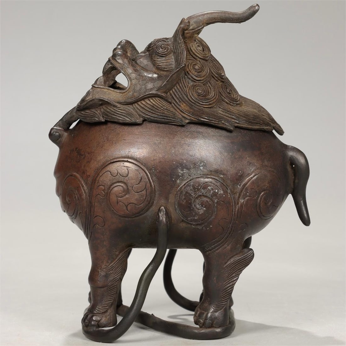 A Qing Dynasty copper pot incense burner (1 of 9)