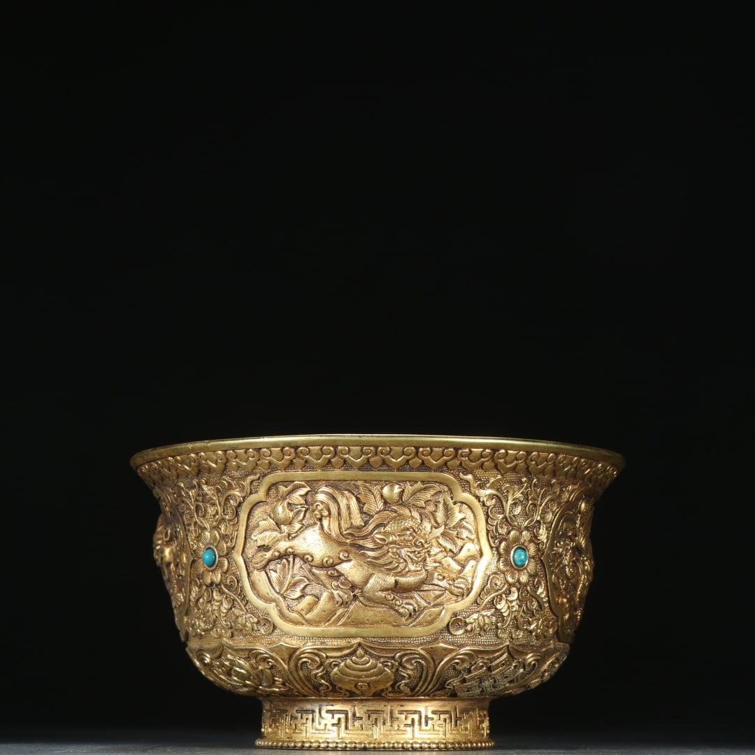 A fine copper gilt dragon pattern bowl (1 of 9)