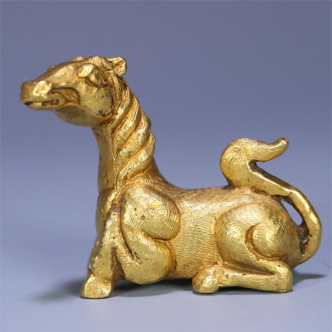 A beautiful copper-gilt reclining horse ornament (1 of 9)