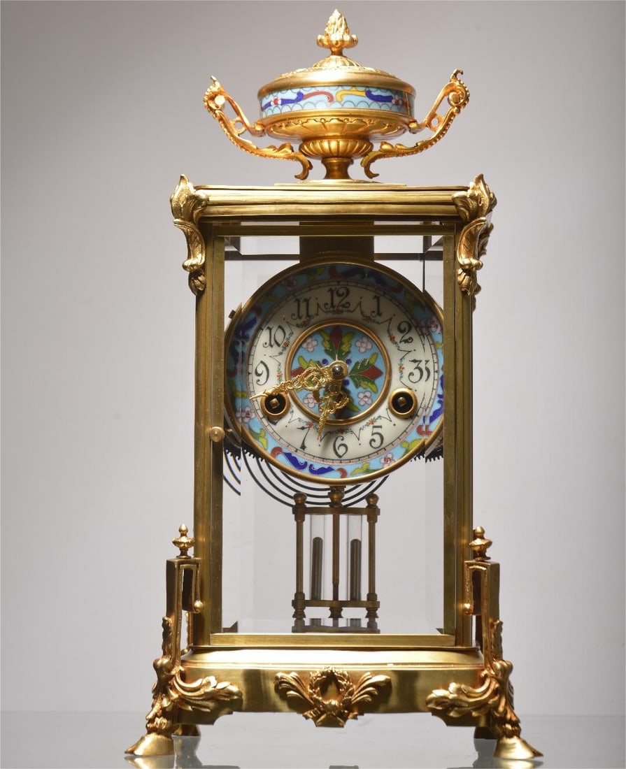 A fine copper-gilt enamel Siming bell: Exquisite copper gilt enamel Siming bell Size:H:40cm W:21cm (The Dimensions Of All Batches Are Manually Measured.If You Need More Detailed Information, Please Contact Our Customer Service Before Biddi