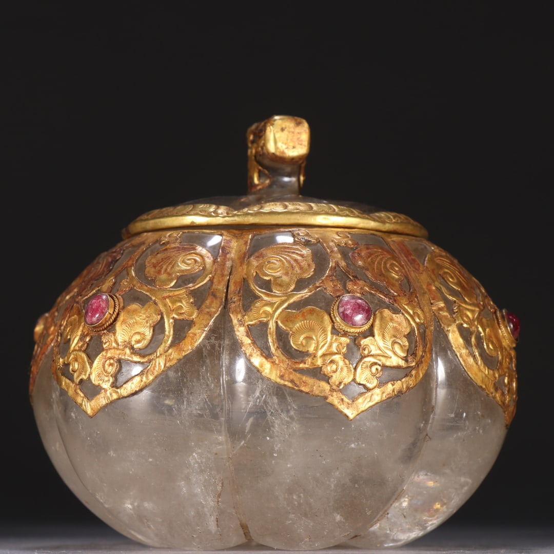 A beautiful crystal-clad gold-filled pumpkin-shaped jar (1 of 8)