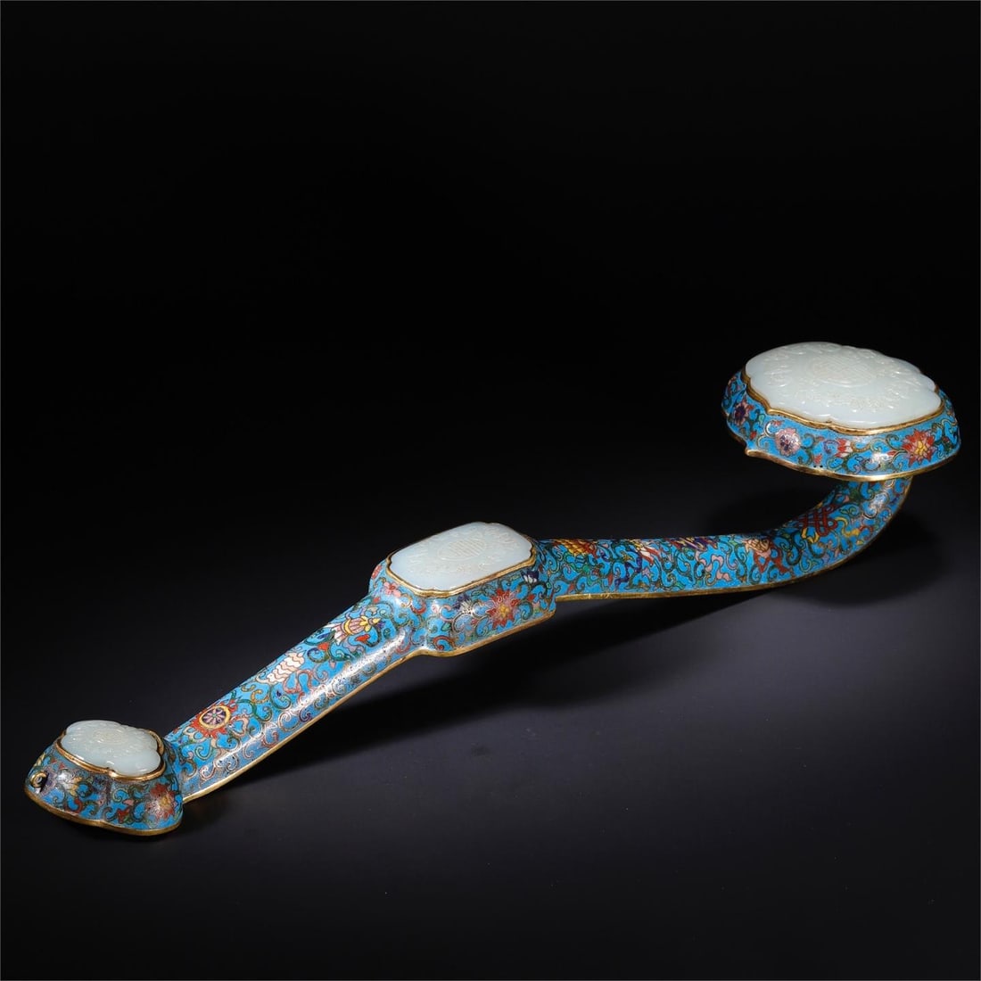 A beautiful cloisonn é enamel triple inlaid with white jade longevity pattern (1 of 11)