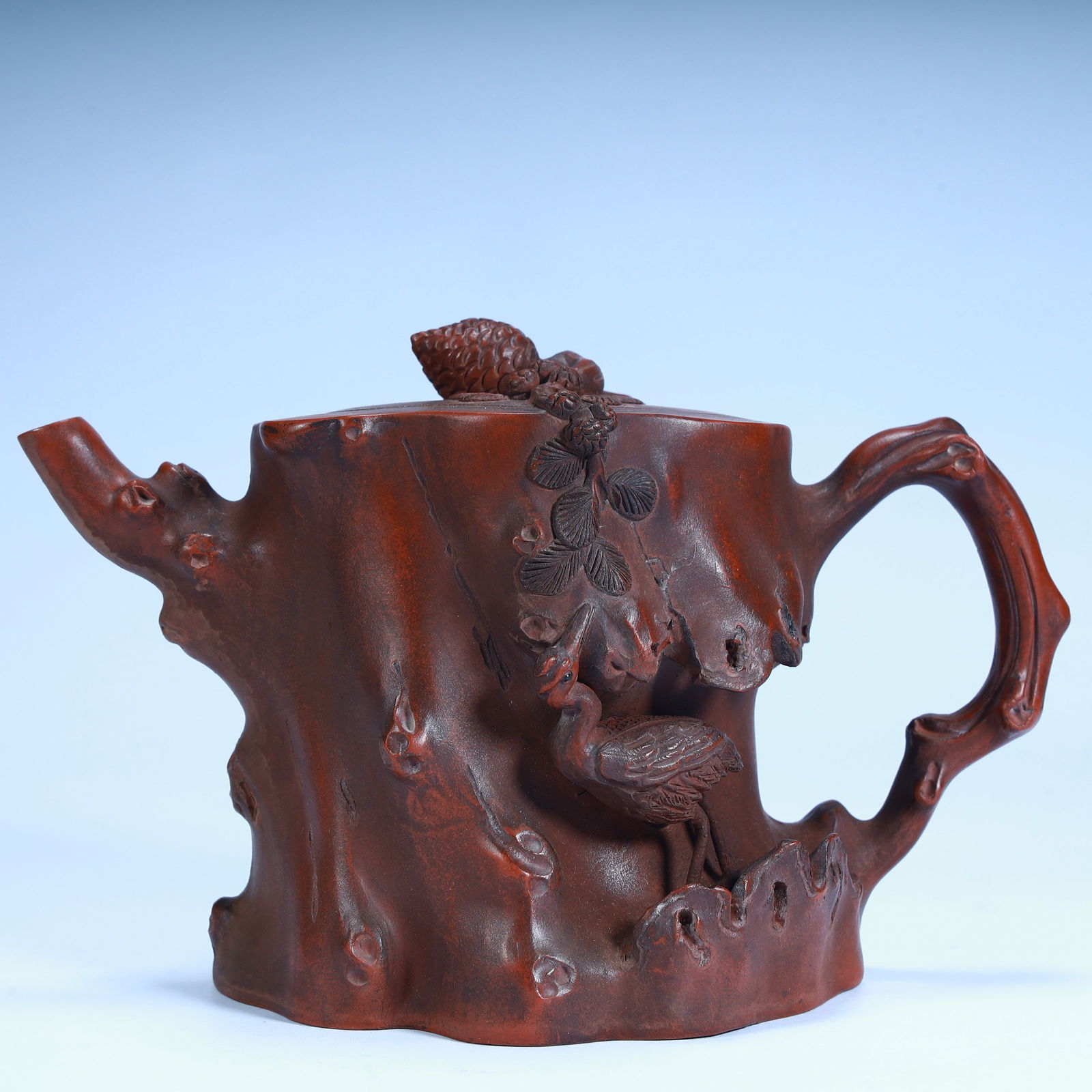 A purple clay pot of pine crane stumps from the Qing Dynasty (1 of 12)