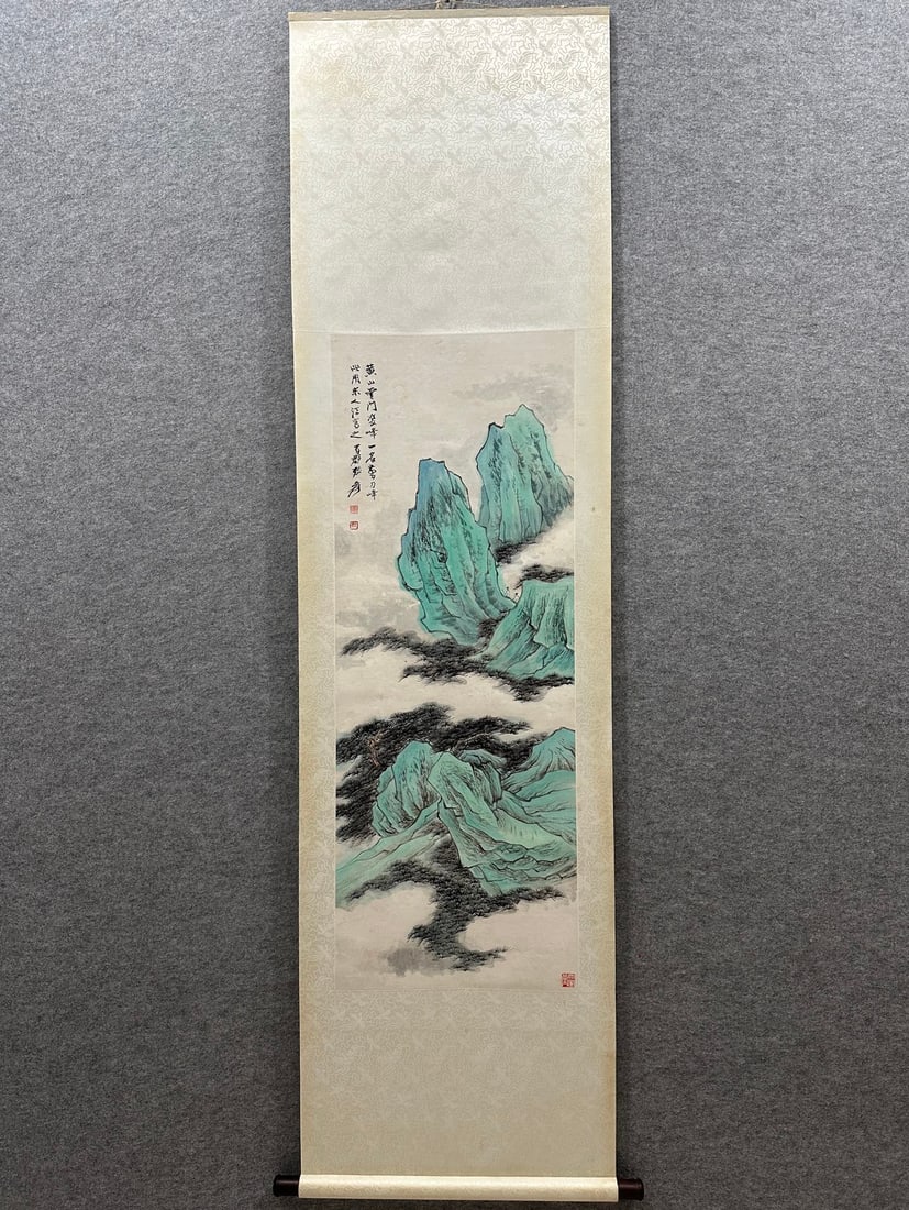 A landscape painting by Zhang Daqian: Zhang Daqian's landscape painting Flower core Size:45.5×123cm (The Dimensions Of All Batches Are Manually Measured.If You Need More Detailed Information, Please Contact Our Customer Service Before Bi