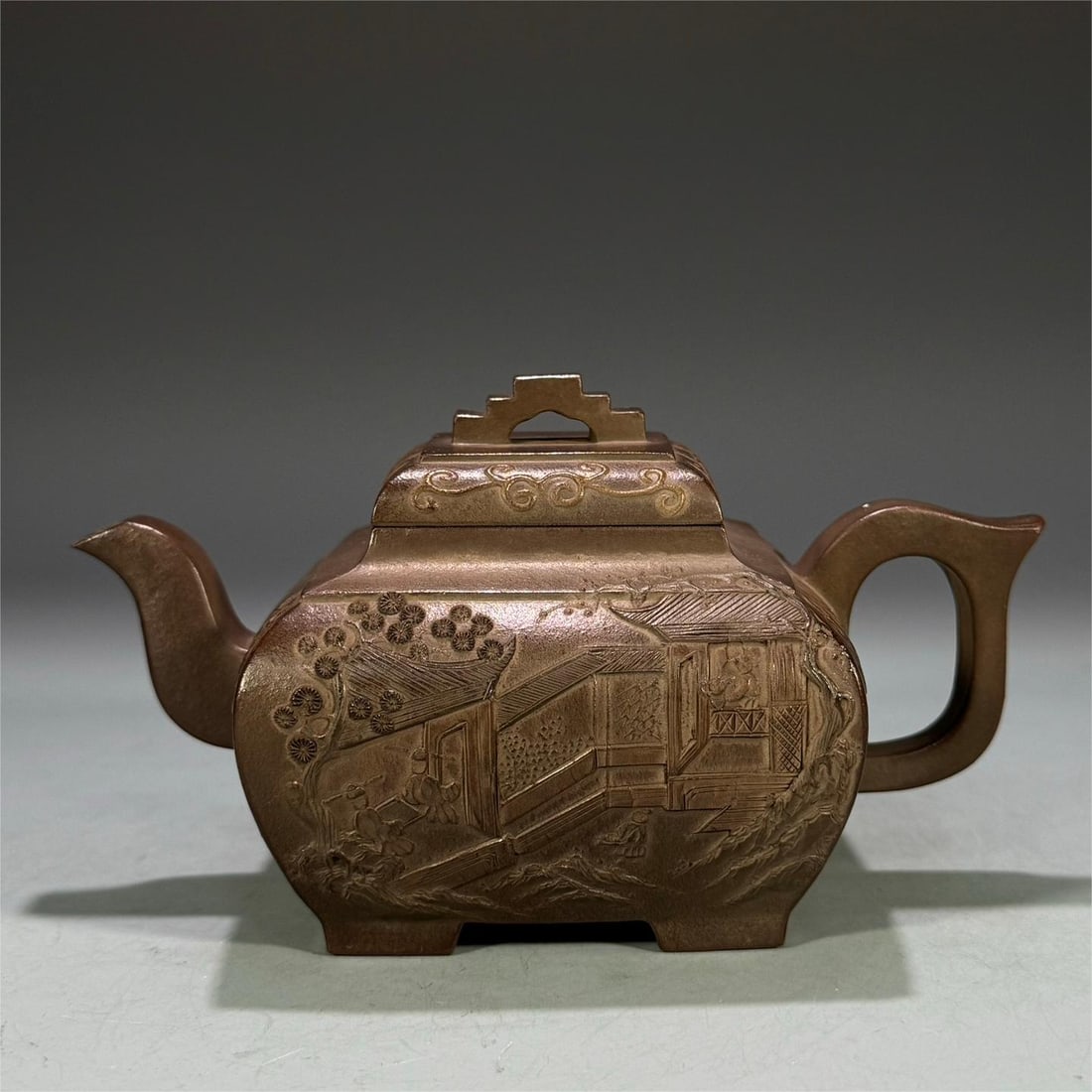 A beautiful painted square bridge top pot burlap pattern: Exquisite painted square bridge top pot linen pattern Size:15.8×9.4×8.3cm W:265g (The Dimensions Of All Batches Are Manually Measured.If You Need More Detailed Information, Please Contact Our Custom