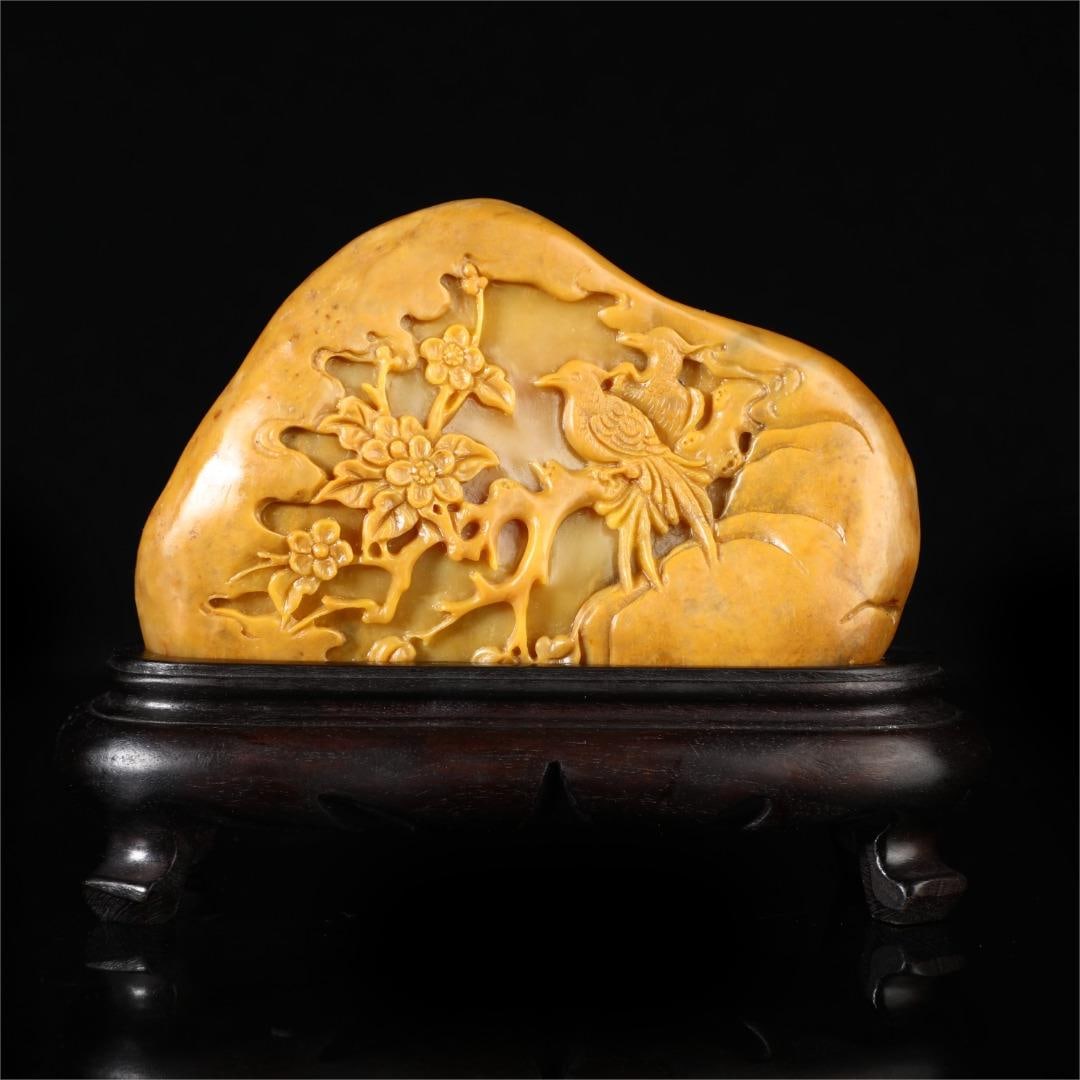 A beautiful Shoushan stone ornament: Exquisite Shoushan stone ornaments Size:W:568g H:8.5cm W:12cm (The Dimensions Of All Batches Are Manually Measured.If You Need More Detailed Information, Please Contact Our Customer Service Before Bid