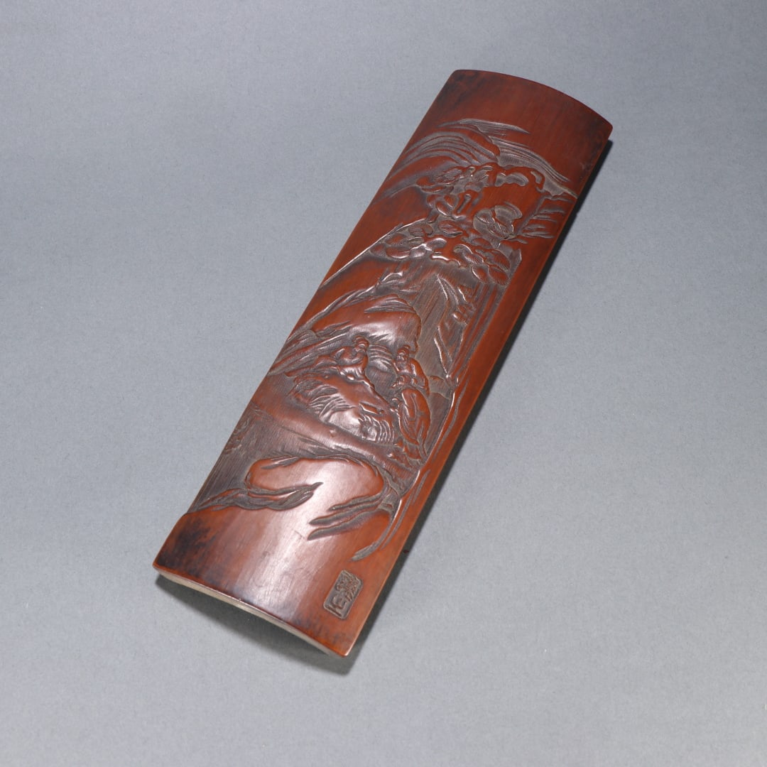 A beautiful bamboo carved character story armrest (1 of 9)